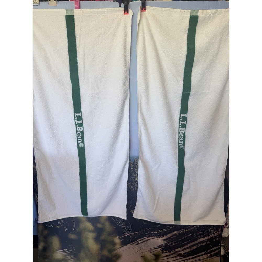 Lot Of 2 VERY Rare Vintage L. L. Bean Bath/Beach Towel 48in x 24in From 1980ish